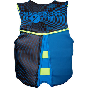 2022 Hyperlite Boys Junior Indy Impact Vest 2160207 - Blue / Fluro Yellow
